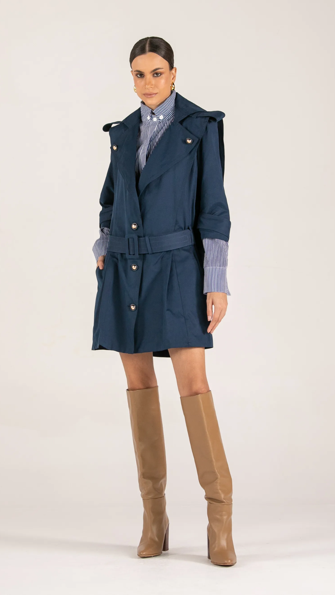 Vestido Curto Trench Coat Azul