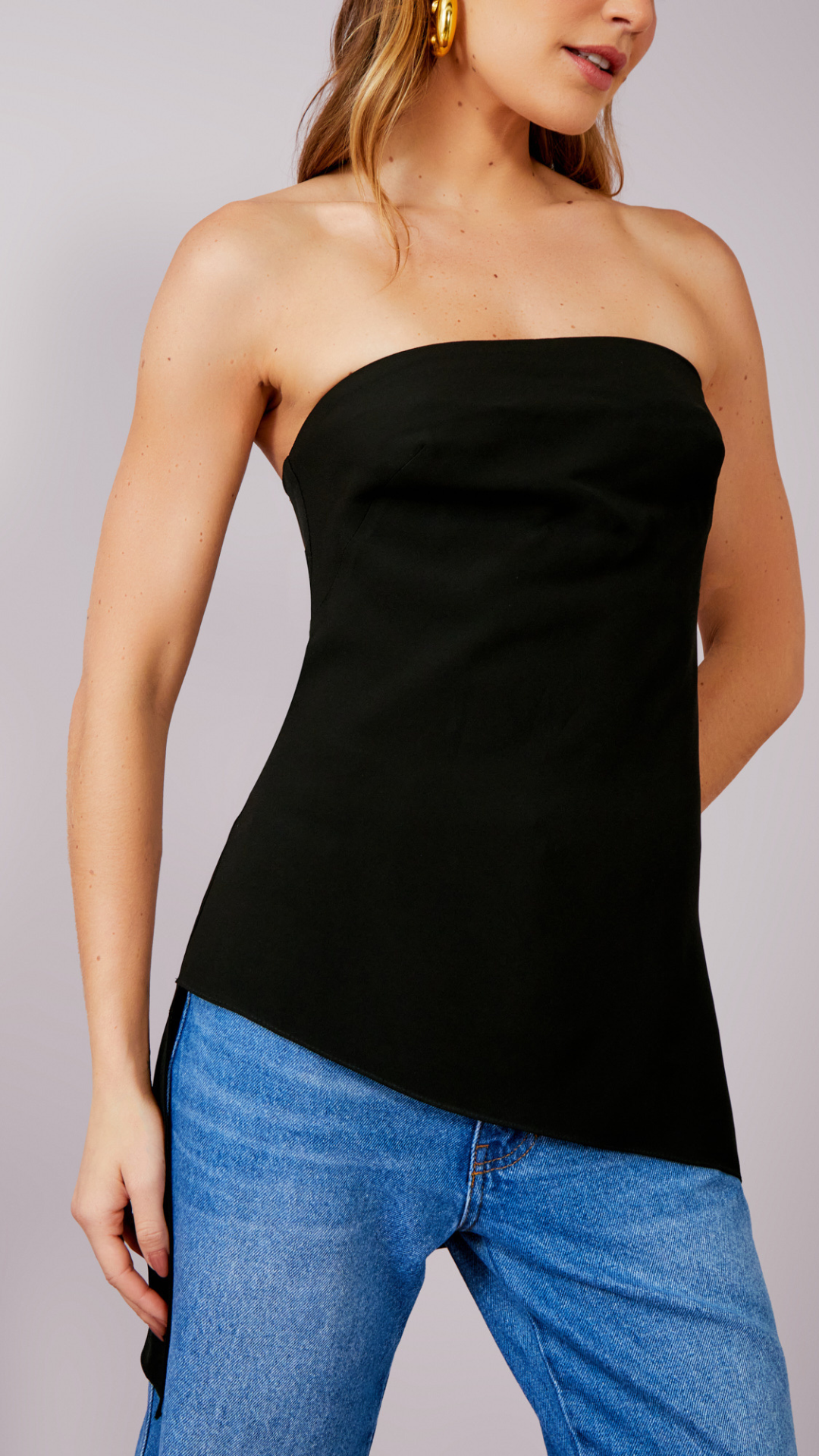 Blusa Crepe Diagonal Preto